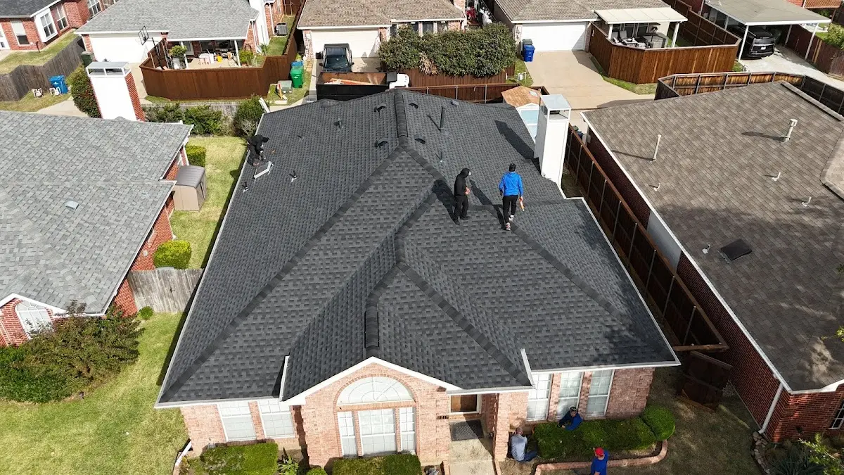 Slate & Tile Roof Repair work in progress on a North Aurora property